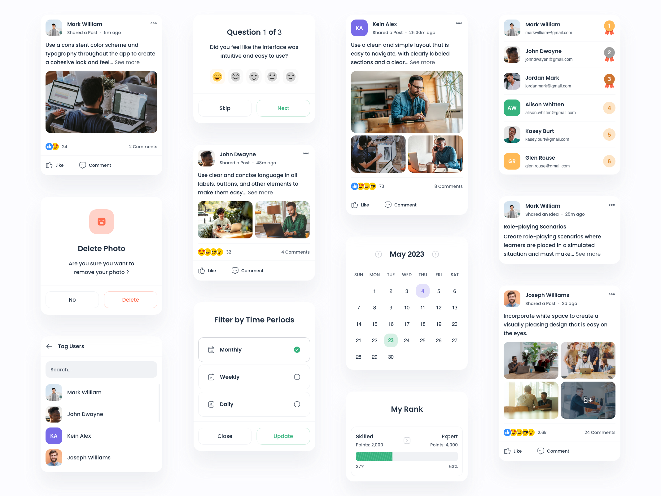 Social Media Components branding components dashboard illustration landing page mobile mobile design social media ui web design