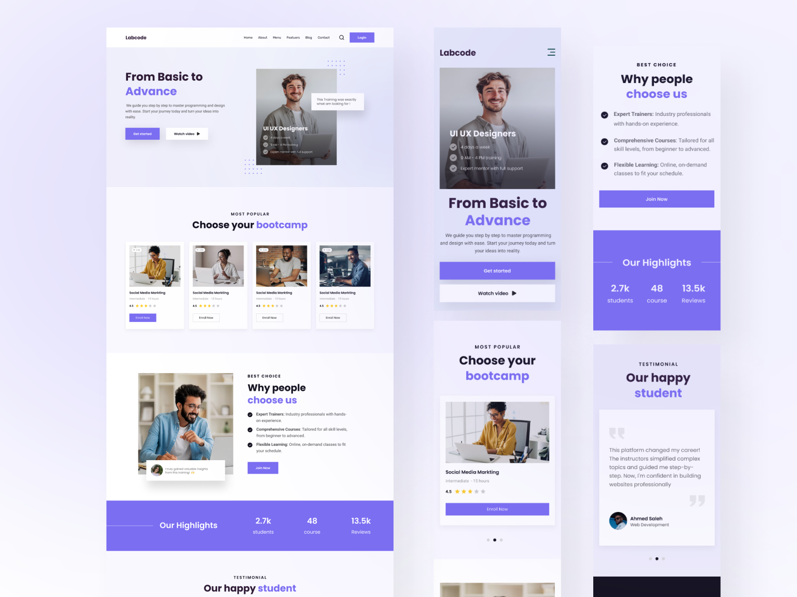 Lab Code Platform UI | Responsive Design coding courses design platform programming school student teachers tech tranning ui ux website