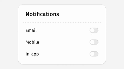 Toggle switches interaction 🔄 animation figma notifications prototype settings switch toggle toggle switch toggleswitch ui uidesign