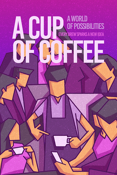 A CUP OF COFFEE artwork book cover cafe coffee design digital drawing graphic design illustration poster