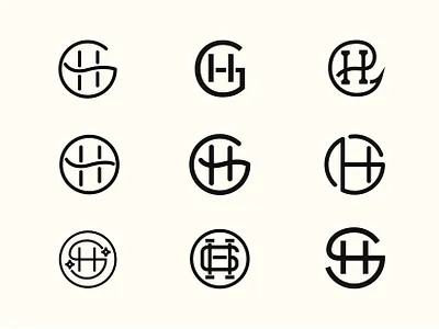HG Monograms art badge branding circle creative design designer hg icon letter g letter h logo monogram typography