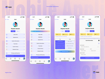 Credit Card Check Out Screens for Holdr Mobile Application animation branding dailyui ui ui design user interface