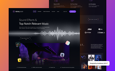 ROYALOVER - Music Dark landing page UI UX Design by Muddassar MD website aesthetics