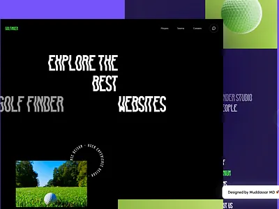 GOLFINDER - Minimal Dark Landing Page UI UX Design by Muddassar muddassar md