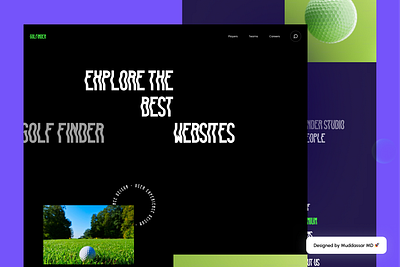 GOLFINDER - Minimal Dark Landing Page UI UX Design by Muddassar muddassar md