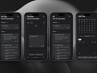 Scheduler & To-Do | Mobile App android app calendar dark mode design ios mangement minimal mobile modern notes planner schedule simple task task manager todo ui workflow workspace