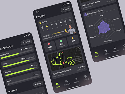 Strike Fit - Fitness App UI Exploration animation mobile mobile app motion graphics ui ux