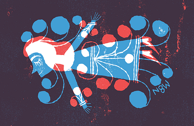 Hola Amiga Red and Blue bird branding design folk illustration nate williams