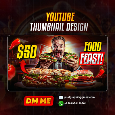 Food YouTube Thumbnail Design banner branding brochure design business cover cover art flyer food graphic design logo manipulation photo editing pizza podcast post print design social media post thumbnail ui youtube