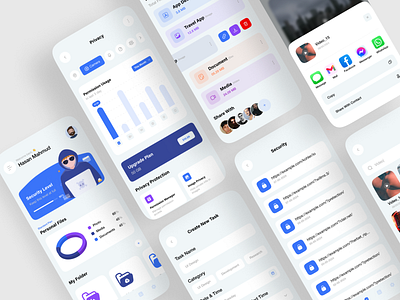 Protect - Data Privacy Manager App app app design cyber security data privacy data security digital privacy management app mobile app motion graphics online media online privacy privacy app privacy manager product design productivity app social app social media app social network task manager ui