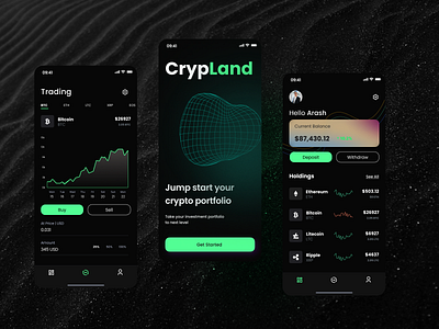 💰 CryptLand - Crypto Trading & Investment App UI Design app ui design figma ui userinterface ux