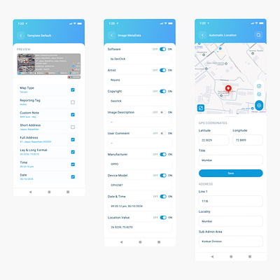 GeoClick: Gps Map Camera Screen andriod design geoclick gps map camera graphic design ui ux