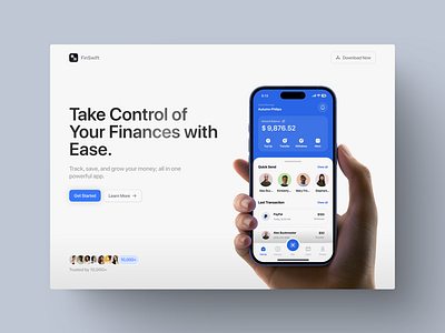 Clean hero section design for an app. clean hero minimalist ui webdesign