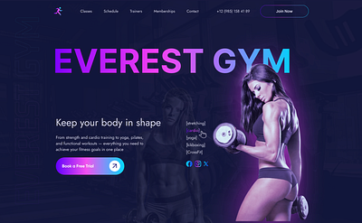 Sports club website concept consept design hero screen ui web design