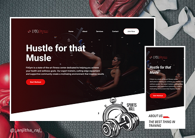 Fit Gym - Fitness website landing page design figma landing page ui ux