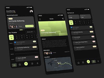 Mobile To-do App for Everyone app design green darkmode ui lime green ui mobile app mobile to do app task manager to do app ui ui design user interface ux design