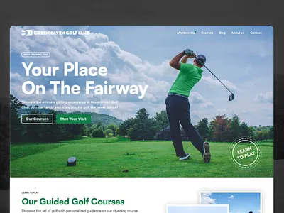 GreenHaven Golf Club - Website Design courses design golf golf club golfist green hero section landing page outdoor services ui ui design website website design