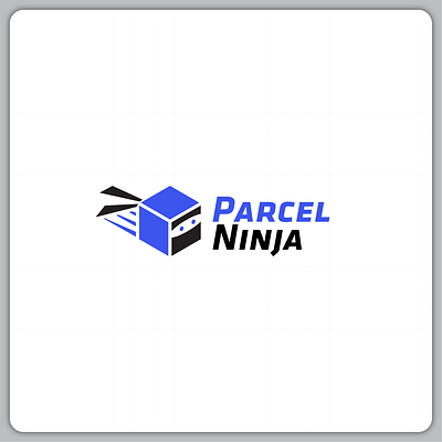 Parcel Ninja blue box brand branding carton courier cube eyes logistics logo luggage ninja parcel provider service ship square travel