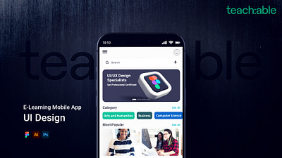 Teachable E-Learning Mobile App app design design design system e learning graphic design mobile app premium ui product design ui