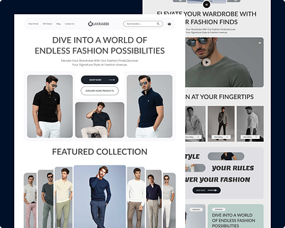 Fashion Website:Landing Page clean e comarch elegent fashion figma fireplace landing page luxury minimalist mobile app design mordern online platform online shopping rabbi shopify tranding ui ux wabsite web design