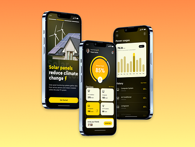 Solar Panel Monitoring App Design ui