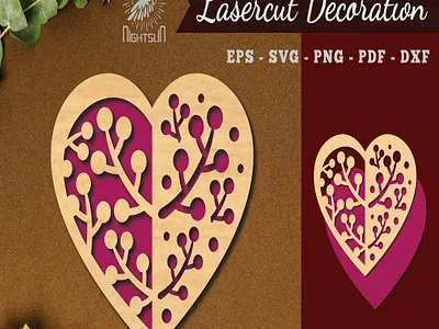 Floral Heart Laser Cut Decoration 3d animation graphic design ui