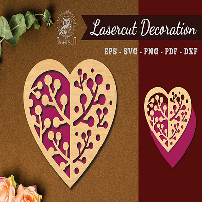 Floral Heart Laser Cut Decoration 3d animation graphic design ui