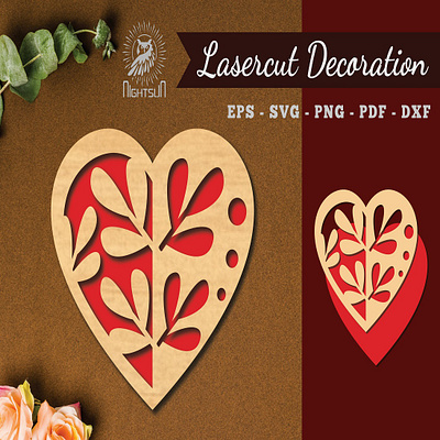 Floral Heart Laser Cut Decoration animation graphic design motion graphics