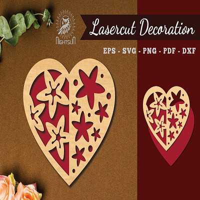 Flowers Heart Laser Cut Decoration 3d animation graphic design motion graphics