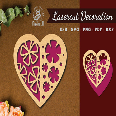 Flowers Heart Laser Cut Decoration animation graphic design