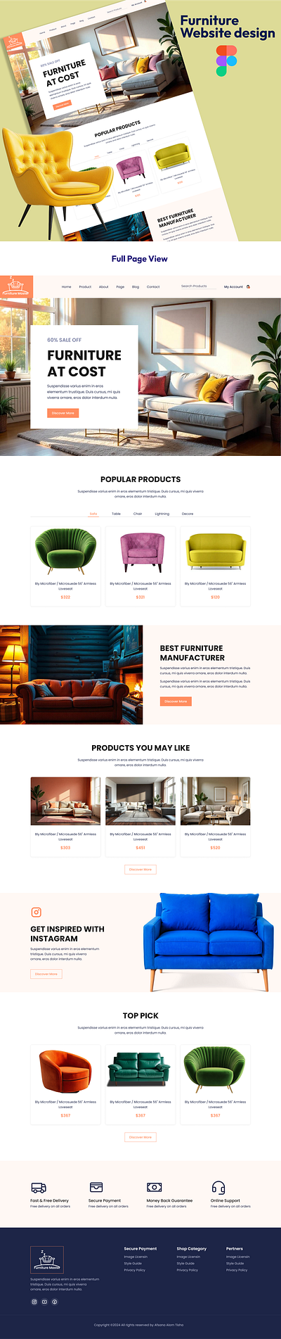 Furniture Website design branding design ewebsite design figma furniture landing page furniture website design landing page ui ui ux uiux user interface ux website