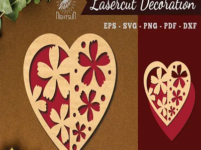 Flowers Heart Laser Cut Decoration animation graphic design