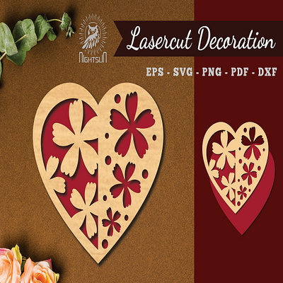 Flowers Heart Laser Cut Decoration animation graphic design