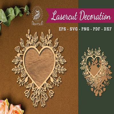 Floral Heart Laser Cut Decoration 3d animation graphic design motion graphics