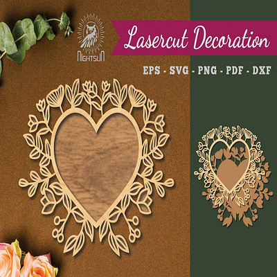 Floral Heart Laser Cut Decoration 3d animation graphic design