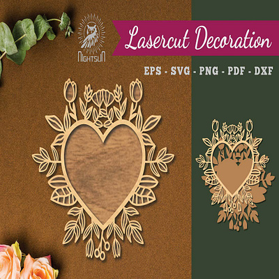 Floral Heart Laser Cut Decoration 3d animation graphic design motion graphics