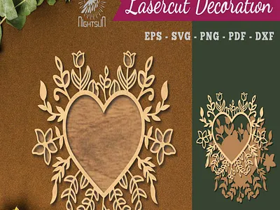 Floral Heart Laser Cut Decoration 3d animation graphic design motion graphics