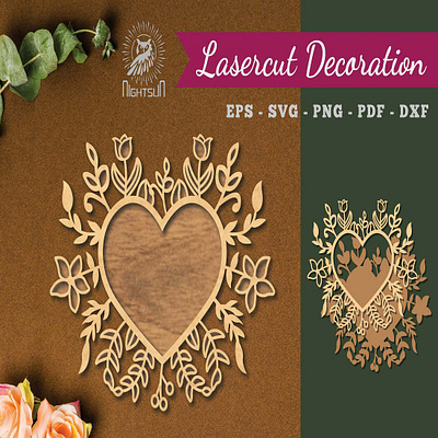 Floral Heart Laser Cut Decoration 3d animation graphic design motion graphics