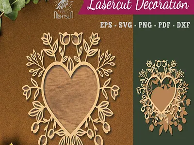 Floral Heart Laser Cut Decoration 3d animation graphic design ui