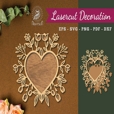 Floral Heart Laser Cut Decoration 3d animation graphic design ui