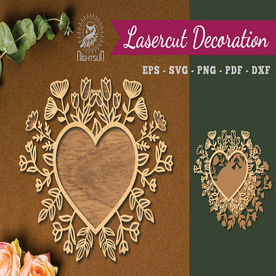 Floral Heart Laser Cut Decoration 3d animation graphic design motion graphics