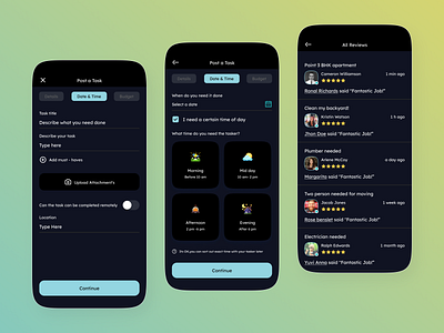Service Provider App Design 05 all review app screen app uiux clean app design job post minimal app design mobile app ui designer post a task service based app design service provider app service provider reviews task post screens ui ui design uiroll ux