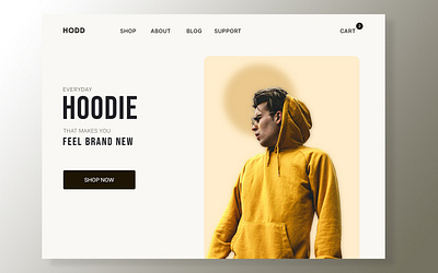 Hoodie store website design e commerce header store website