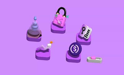 Interactive 3D icons - Slide & Rotate branding