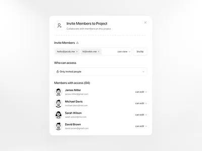 Invite members design product typography ui ux web