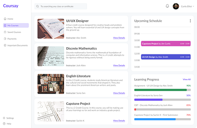 LMS Dashboard app design design figma ui uiux ux