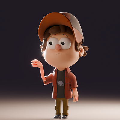 Dipper Pines 3d animation blender character fictional character gravity falls illustration no ai stylized