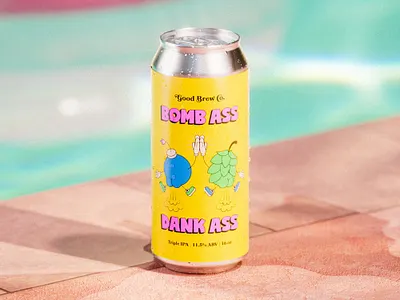 Bomb Ass Dank Ass - Good Brew Co. - Craft Beer Render 3d beer beer can beer can label beer label branding brewery c4d craft beer craft brewery graphic design illustration ipa label logo octane packaging product photography render triple ipa