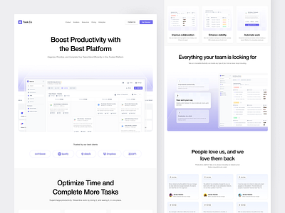 Task.Co - Task Management Landing Page activity calendar clean daily data design landing page management planner product saas table task task management ui ui design web design website work workflow