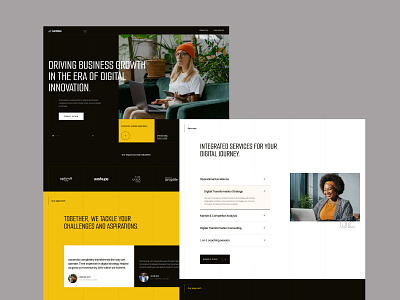 Ascendia© 2025 - Full preview agency box clean creative dark design direction figma gallery grid landing page minimal news numbers portfolio services typography ui ui design yellow